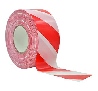 WOD BRC-RW Barricade Caution Flagging Tape - 3 inch x 1000 feet - High Visibility Red/White Stripes for Workplace Safety, Marking Boundaries & Hazardous Areas, Non-Adhesive & Heavy-Duty