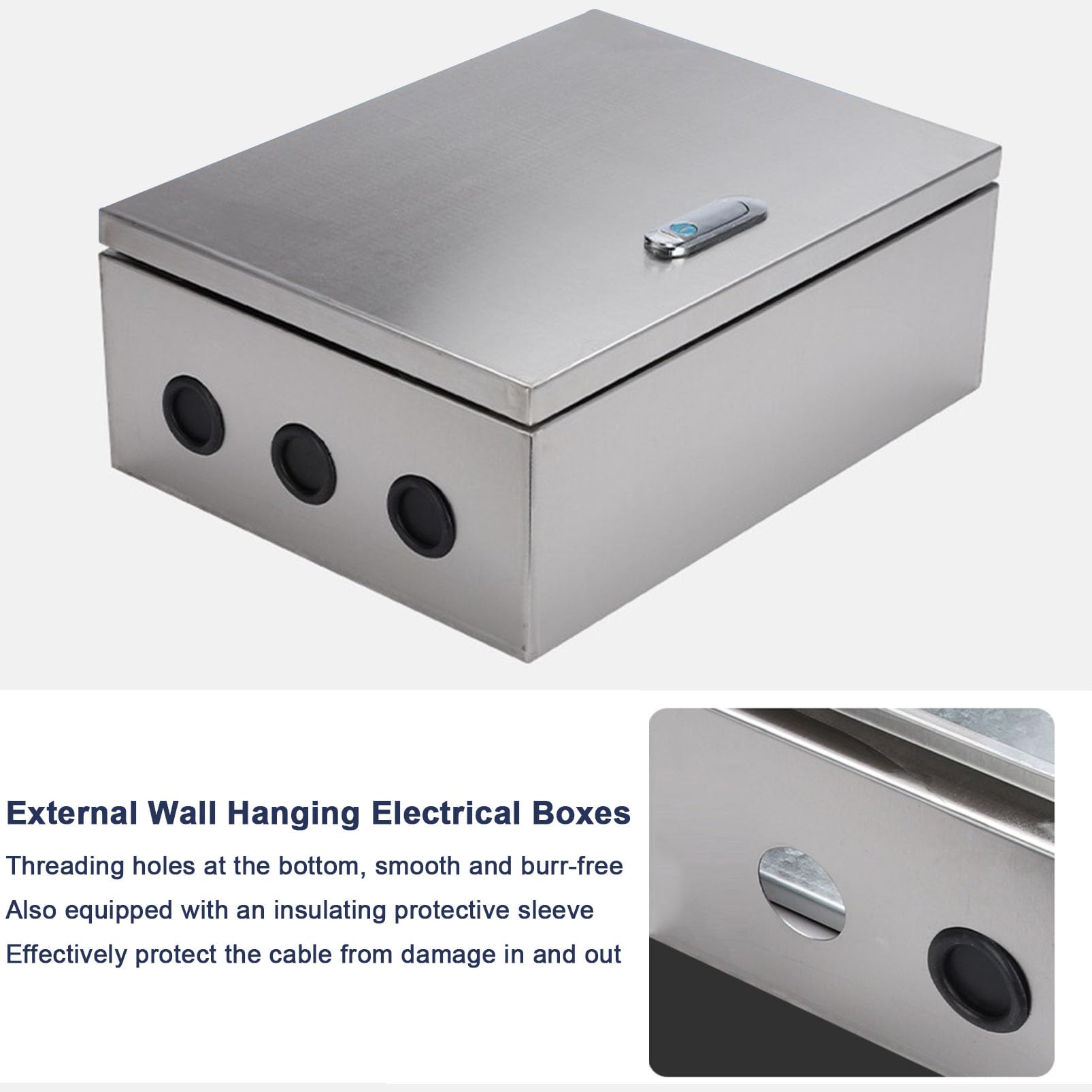 Genérico Caja de recinto eléctrico montada en la Pared, Caja Protectora de Cargador EV de Acero Inoxidable con Bloqueo de Llave, Caja de unión Impermeable
