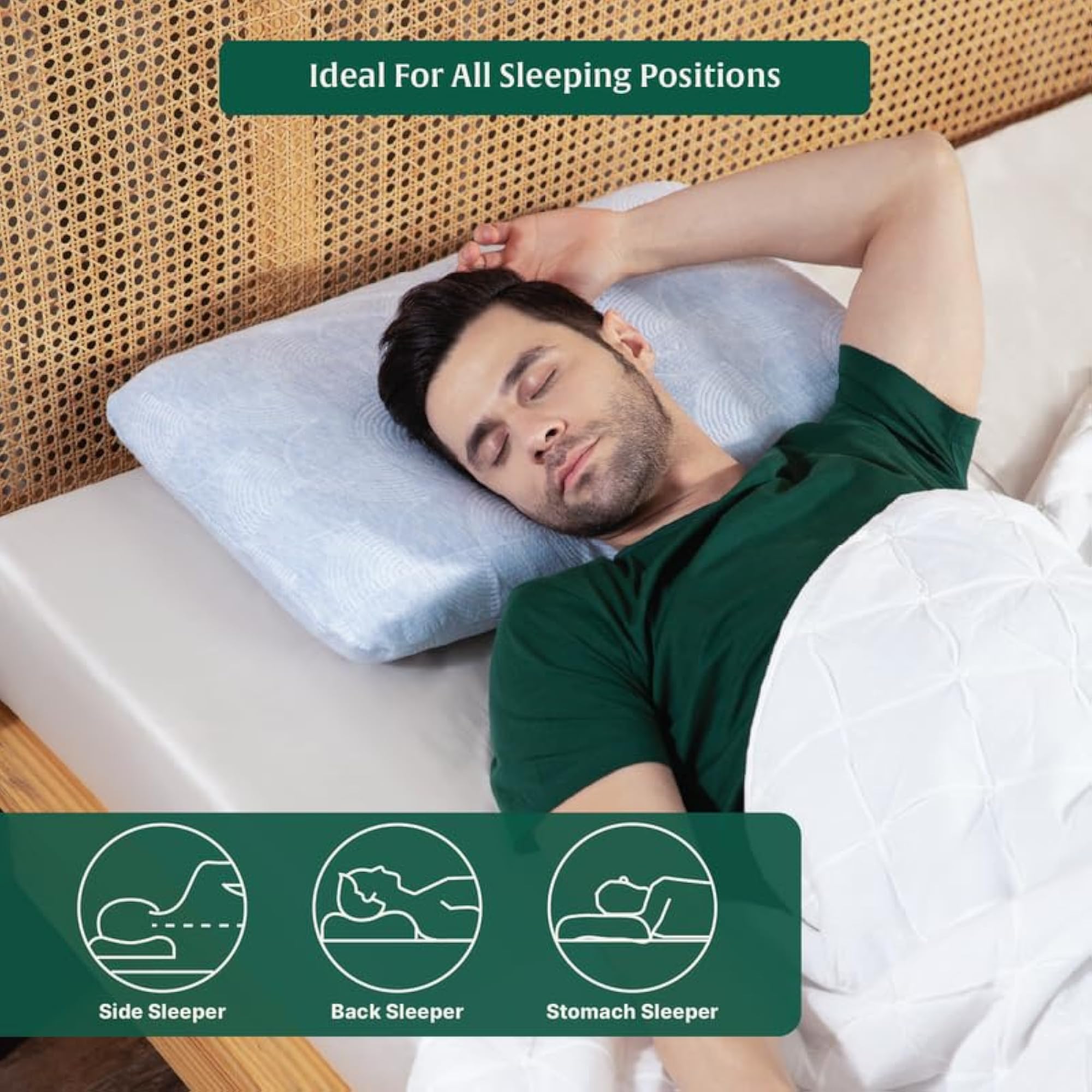 Set of 2 Orthopedic Cooling Gel Memory Foam Pillows