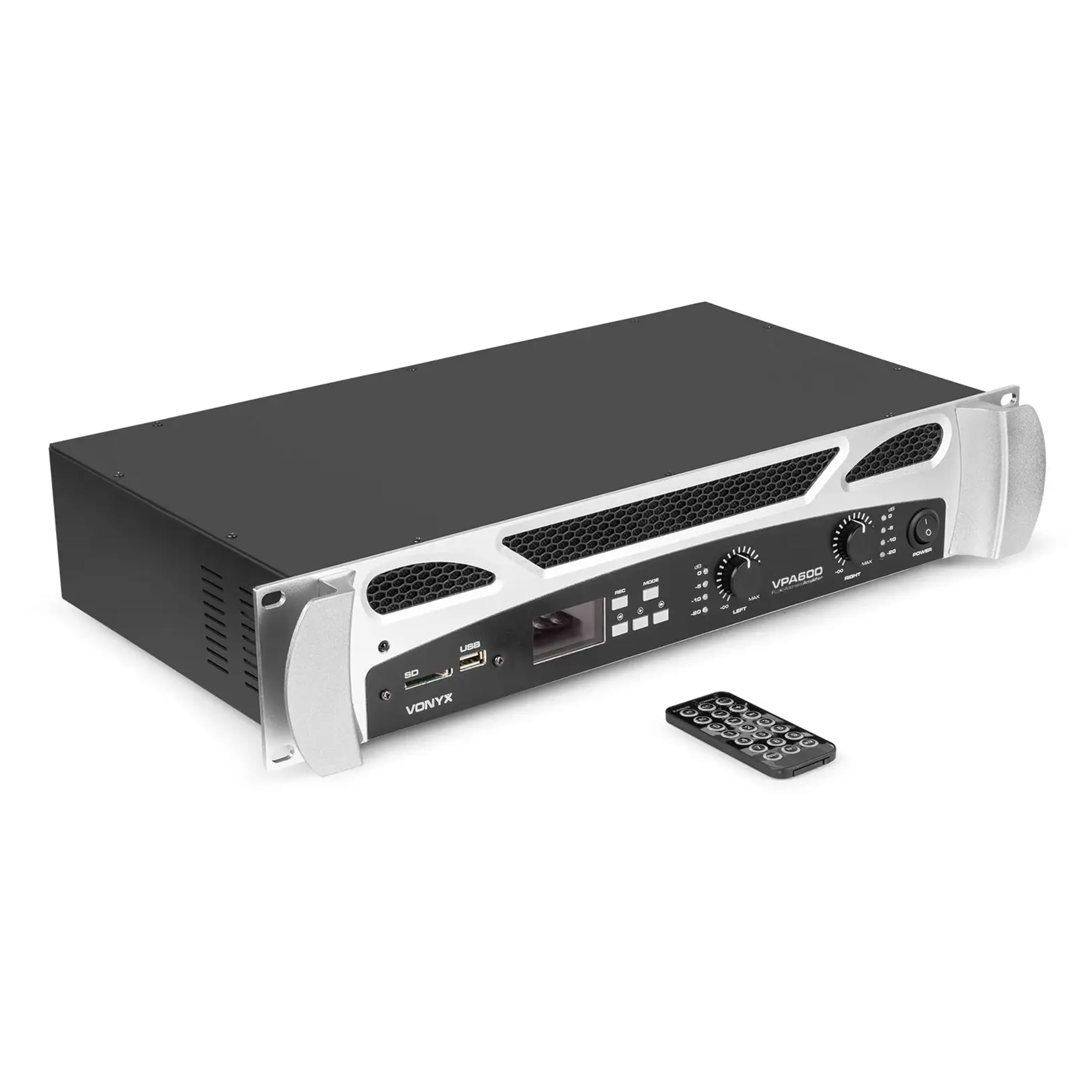 Vonyx VSA10P Pack PA Pasivo - 2 Altavoces 10 Pulgadas, Amplificador VPA600 Bluetooth 2x300W, 2 Cables Speakon NL2 5 m, Equipo Sonido para DJ, Eventos y sonorización Profesional