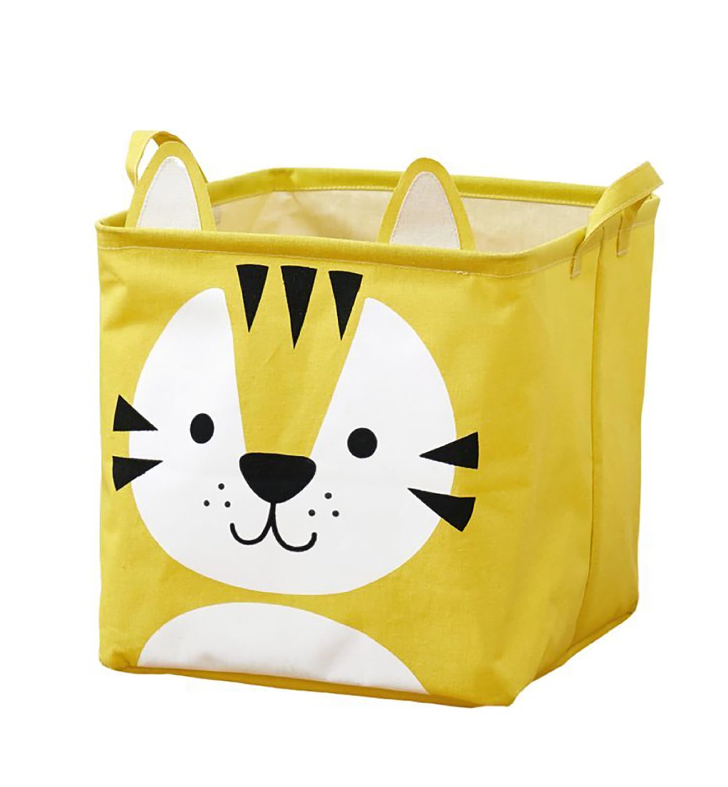 House of Quirk Cotton Collapsible Square Storage Baskets Cute Kids Toys Storage Organiser For Laundry Basket Organizer Home, Bedroom, Dorm, Clothes (Yellow)