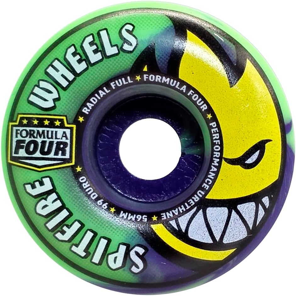 Skateboard Wheels 56mm F4 99A Radial Full Neon Green/Purple