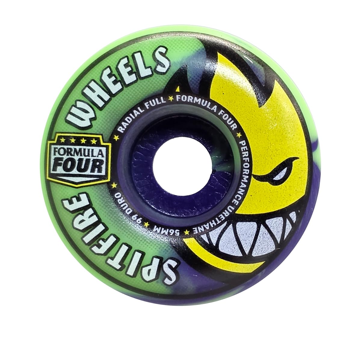 Skateboard Wheels 56mm F4 99A Radial Full Neon Green/Purple