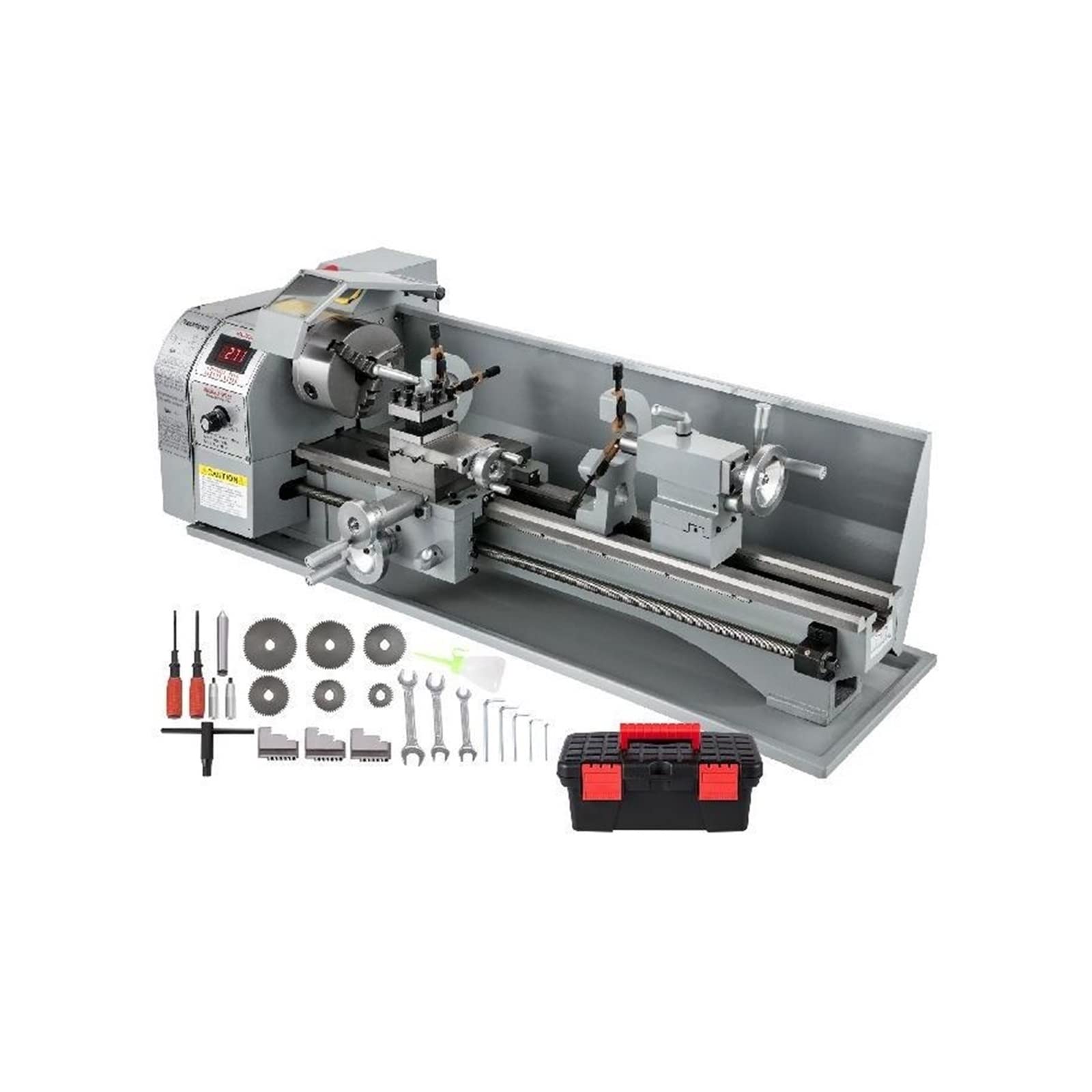 CVFRDD Small Metal 8.7 X 29.5 Inch / 220 750mm 750w LED Continuously Variable Speed For Reverse Turning Drilling
