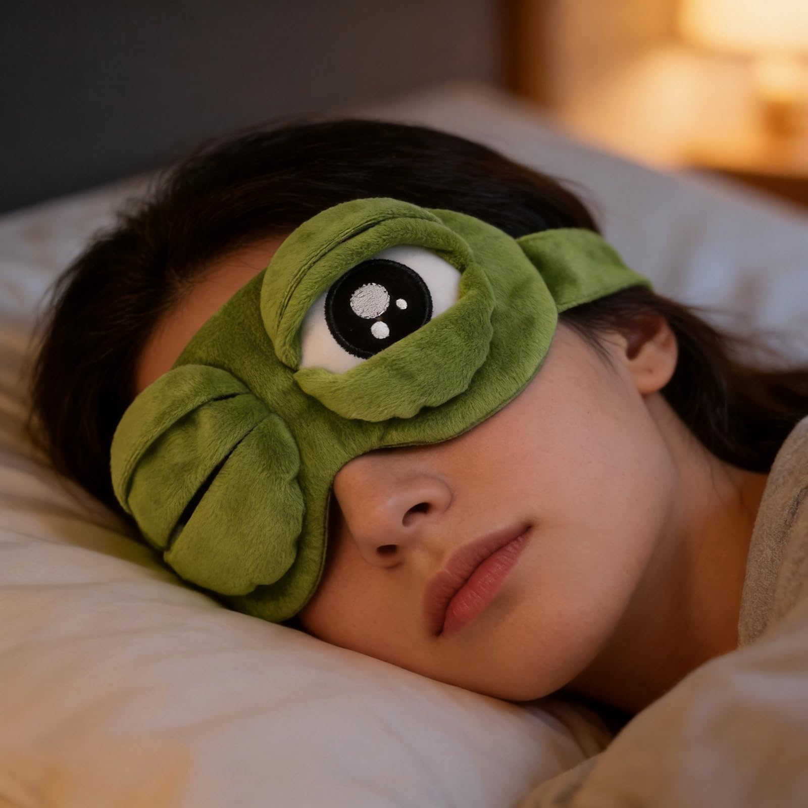Mascherina per dormire a forma di rana, con cinghia regolabile, per bambini e adulti, leggera, da viaggio, per sonnellini e dormire
