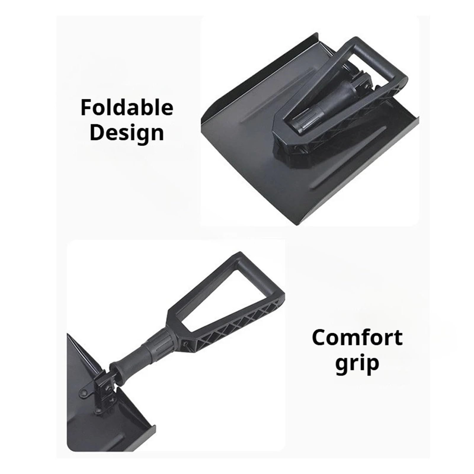Genérico Pala Nieve Plegable con Bolsa Tela, Multifuncional Portátil