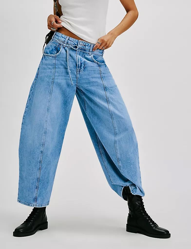 Kedera Women's Baggy Barrel Jeans Boyfriend Wide Leg Cropped Denim Pants Mid Rise Y2K Jeans Ankle Pants Trouser 2024 - Image 2