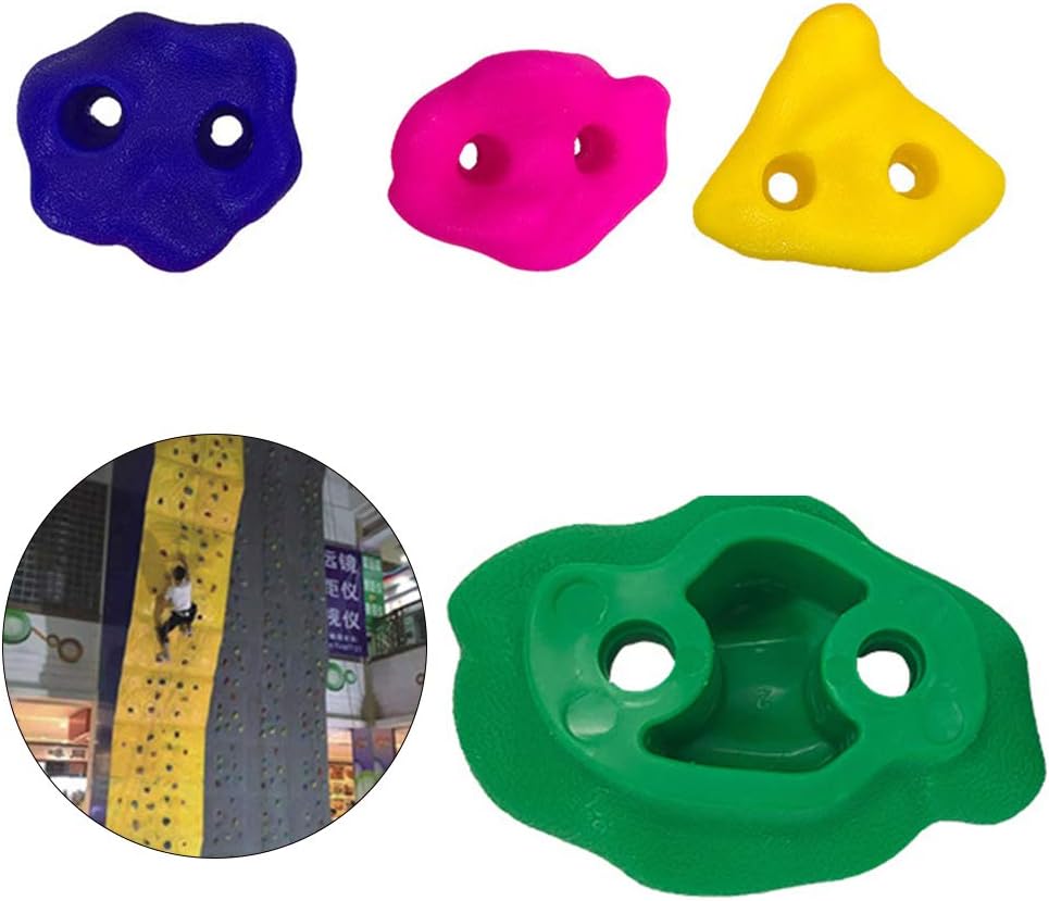 Topyond 10Pcs Multi-Colour Textured Climbing Rocks Wall Stones Assorted Kit Bolt Perfect for Kids Climbing Walls and Indoor Outdoor Playgrounds