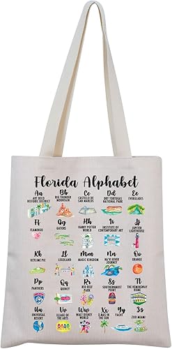 Miniatura 7 de MNIGIU Bolsa de mano con alfabeto de Florida, regalo del estado de Florida, bolsa de turismo de Florida, bolsa de compras reutilizable para regalo