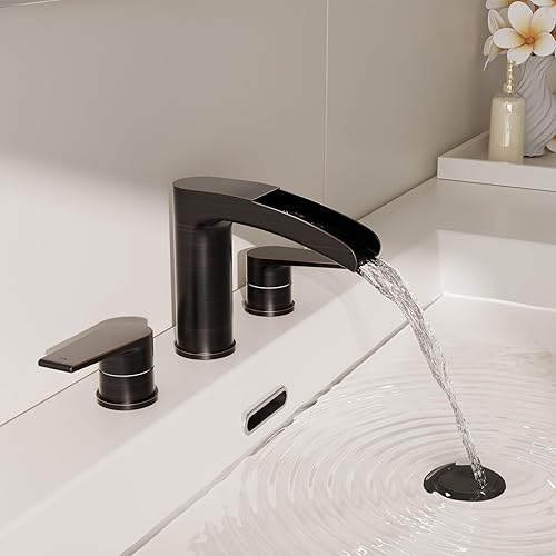 Miniatura 6 de Phiestina Grifo de baño, con drenaje emergente de metal y líneas de suministro de agua, NS-SF01-MB-V+NS-WF005-ORB