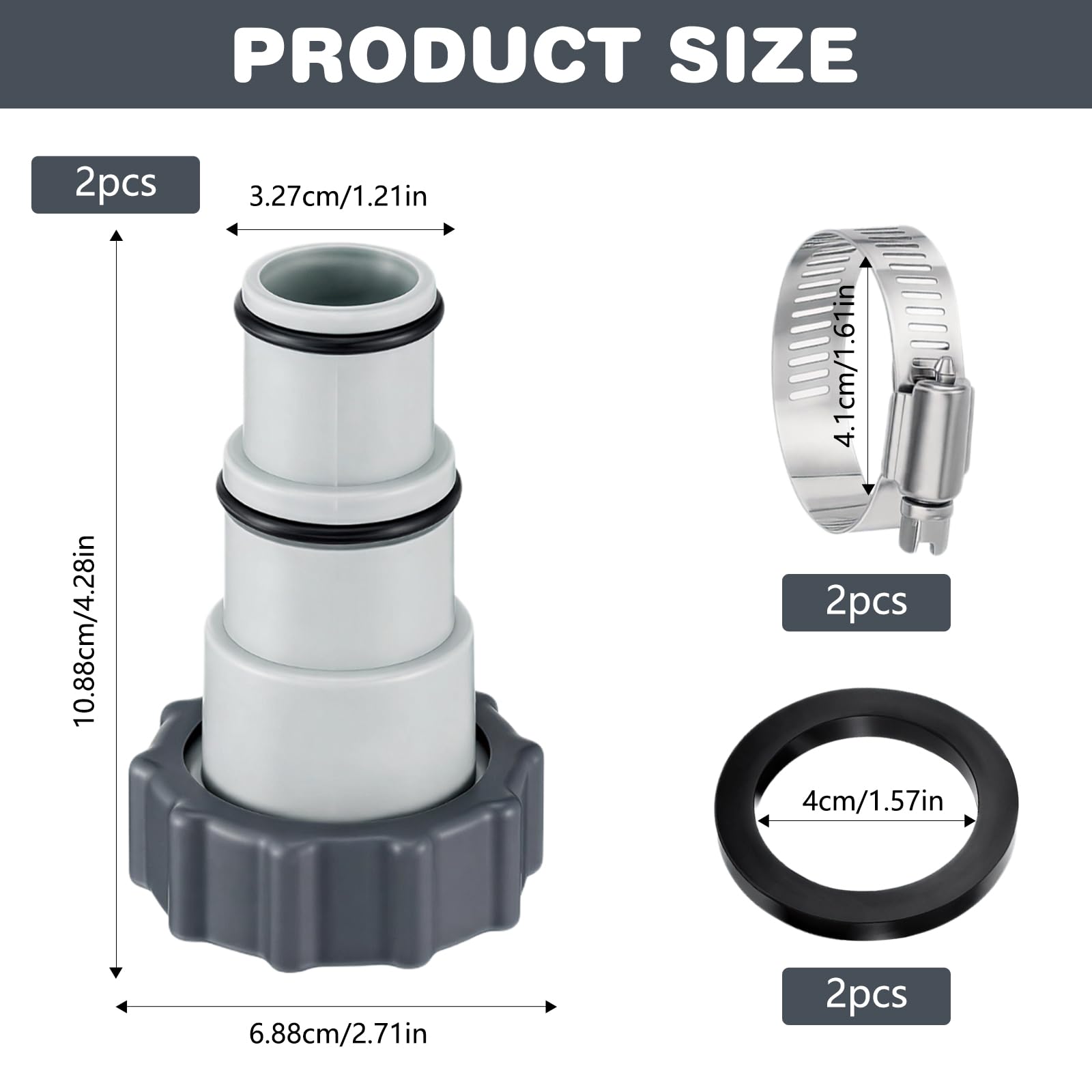 Adattatore per Tubo da Piscina, 6 Pezzi Adattatore Piscina, Adattatore Tubo Piscinai, Adattatore per Piscinas A, Adattatore per Pompa Piscinas, per Raccordo Piscinai da 32 e 38 mm