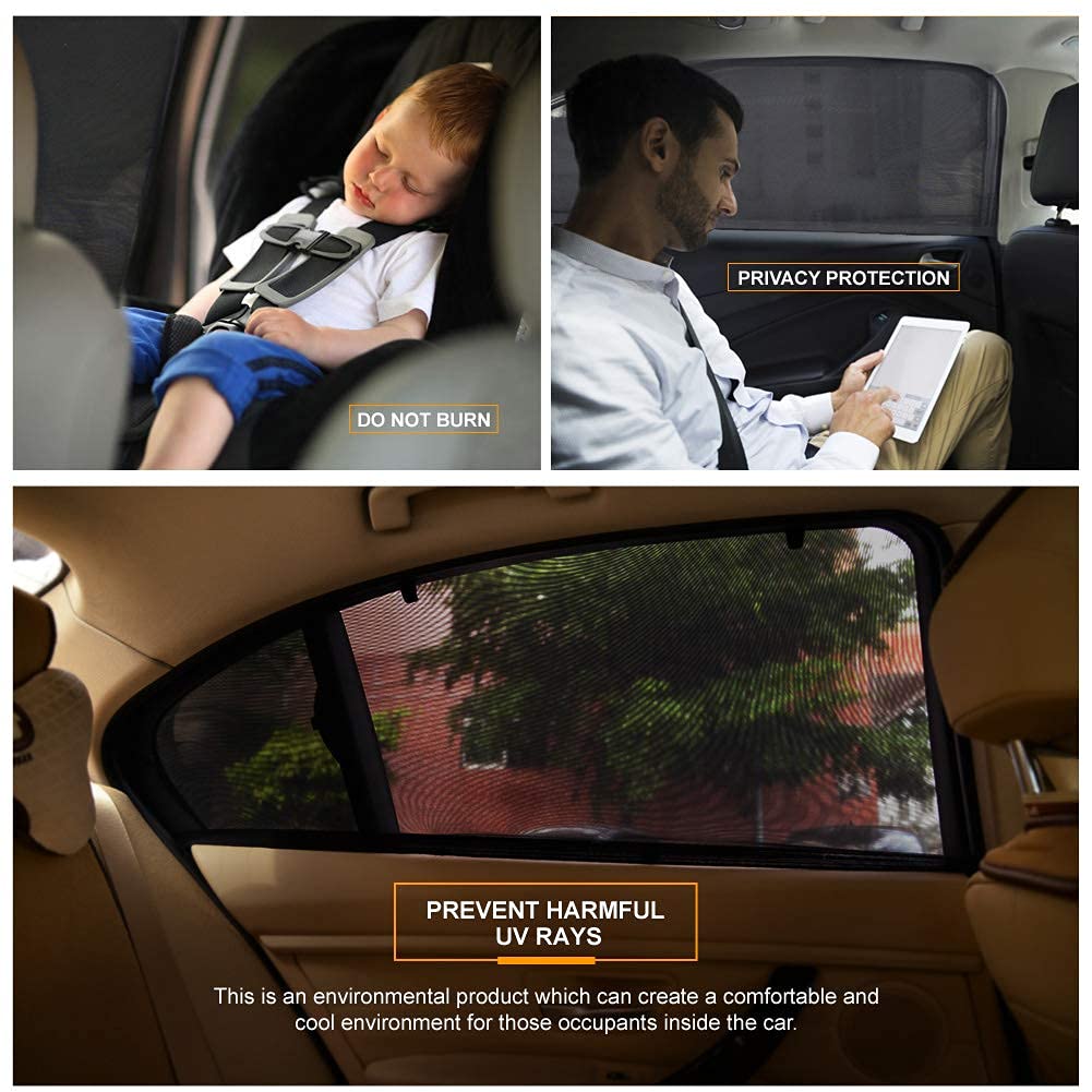 PHYLES Tendine Parasole Auto Bambini, Protegge il Bambino, Animali Domestici Contra Raggi UV, Adatto per la Maggior Parte Delle Auto, 2Pcs Parasole Auto (L)