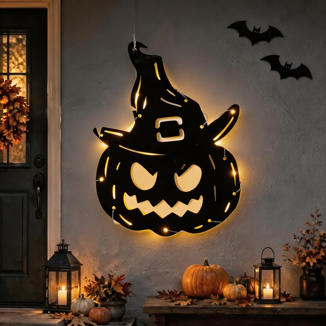 Halloween Silhouette Hanging Lights Spooky Wall Decoration (D)