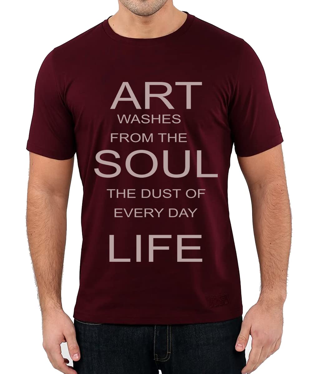 CaseriaMen's Round Neck Cotton Half Sleeved T-Shirt with Printed Graphics - Art Washes from Soul