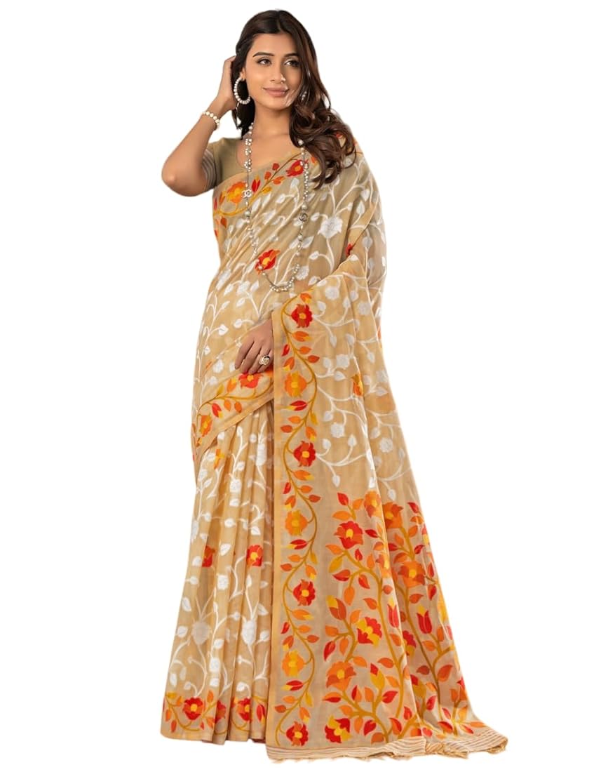 【COUNTER POINT】 JAMDANI SAREE BLOUSE Ethic Pure Cotton Soft Bengali Design Dhakai Jamdani Saree