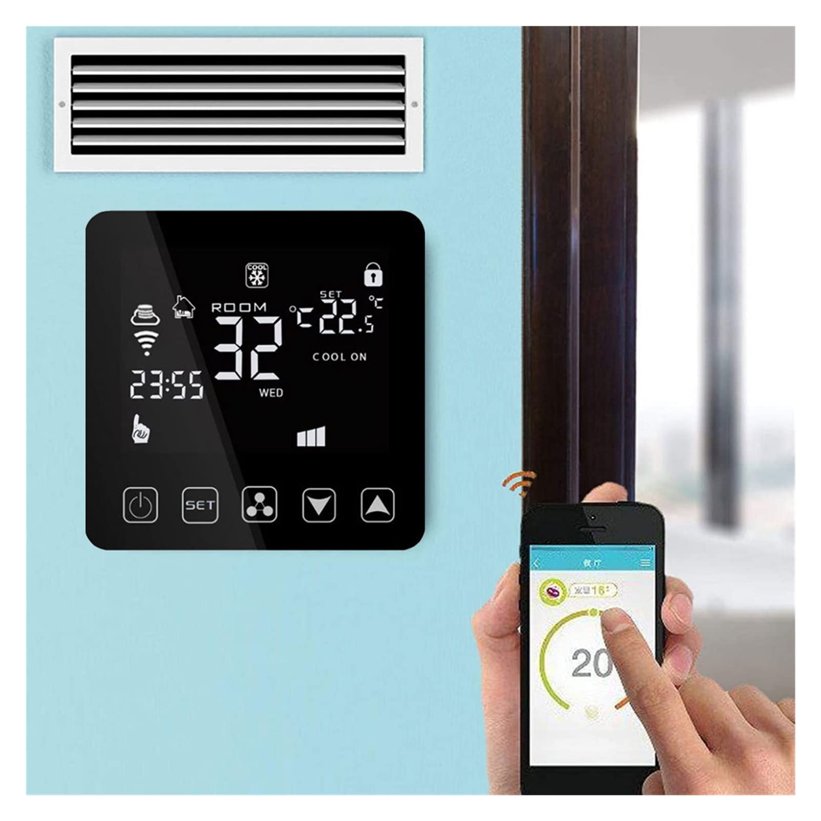 Termostat, Termometr Wewnętrzny Higrometr Cyfrowy WiFi Termostat Kontroler Klimatyzacji Temperatura