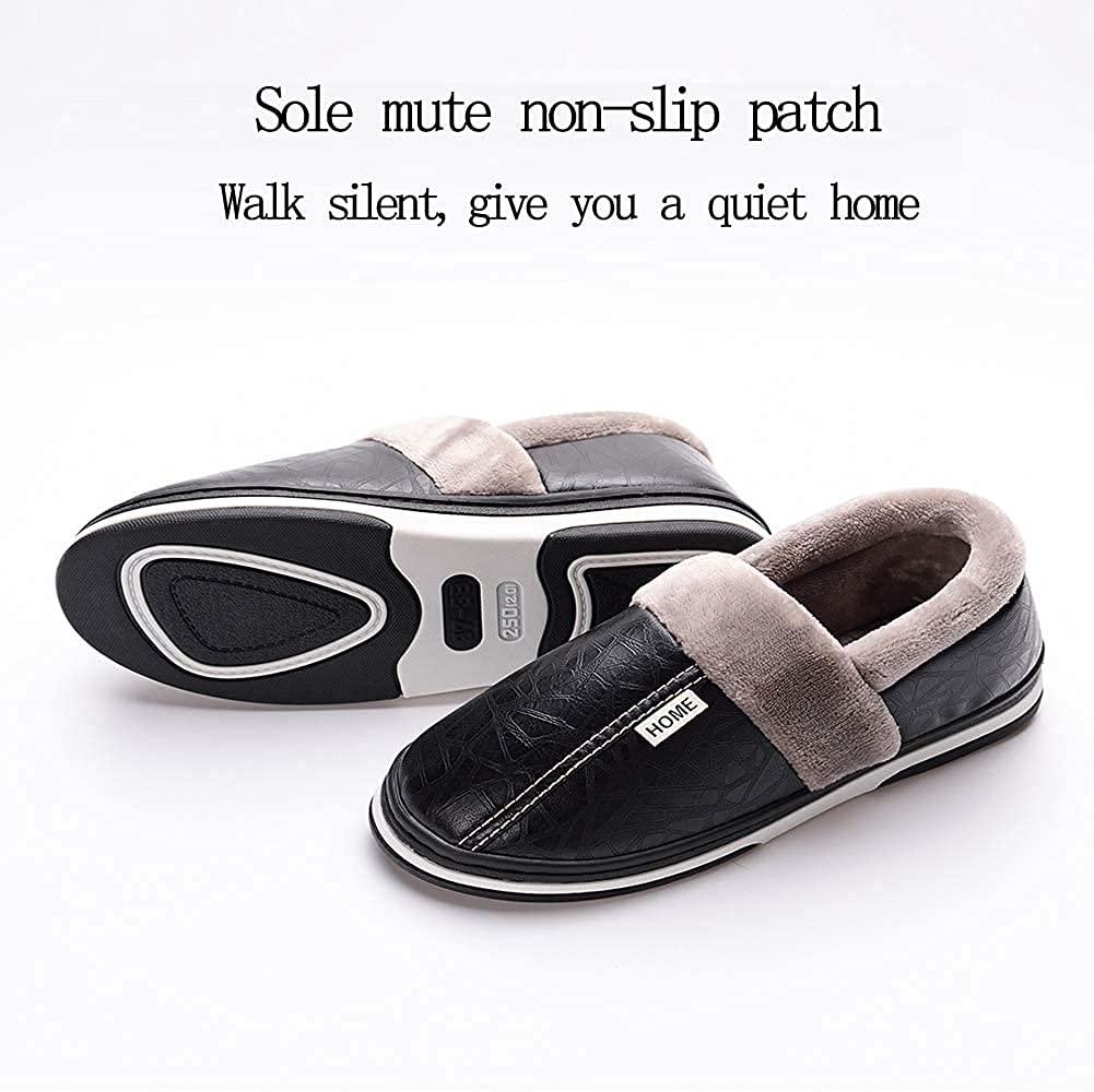 Asifn Zapatillas de Invierno Para Hombres y Mujeres en Casa Zapatos Calientes Zapatos de Cuero y Algodón Para Mantenerse Calientes