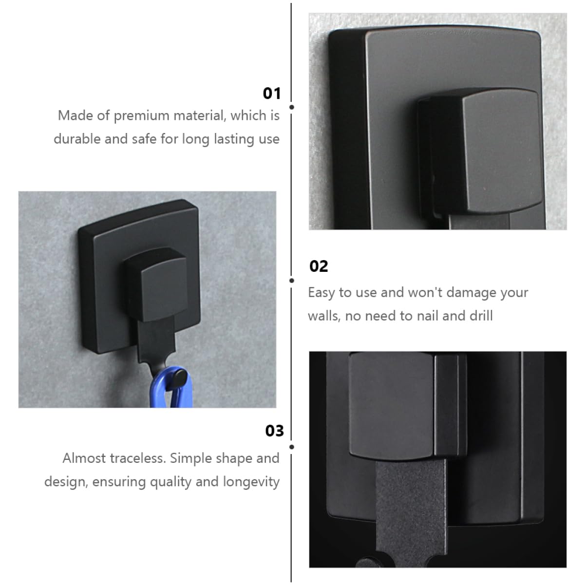 Housoutil 3 Ganchos De Acero Inoxidable Para Pared Sin Taladros Sin Marcas Para Baño Cocina Armario Y Oficina.