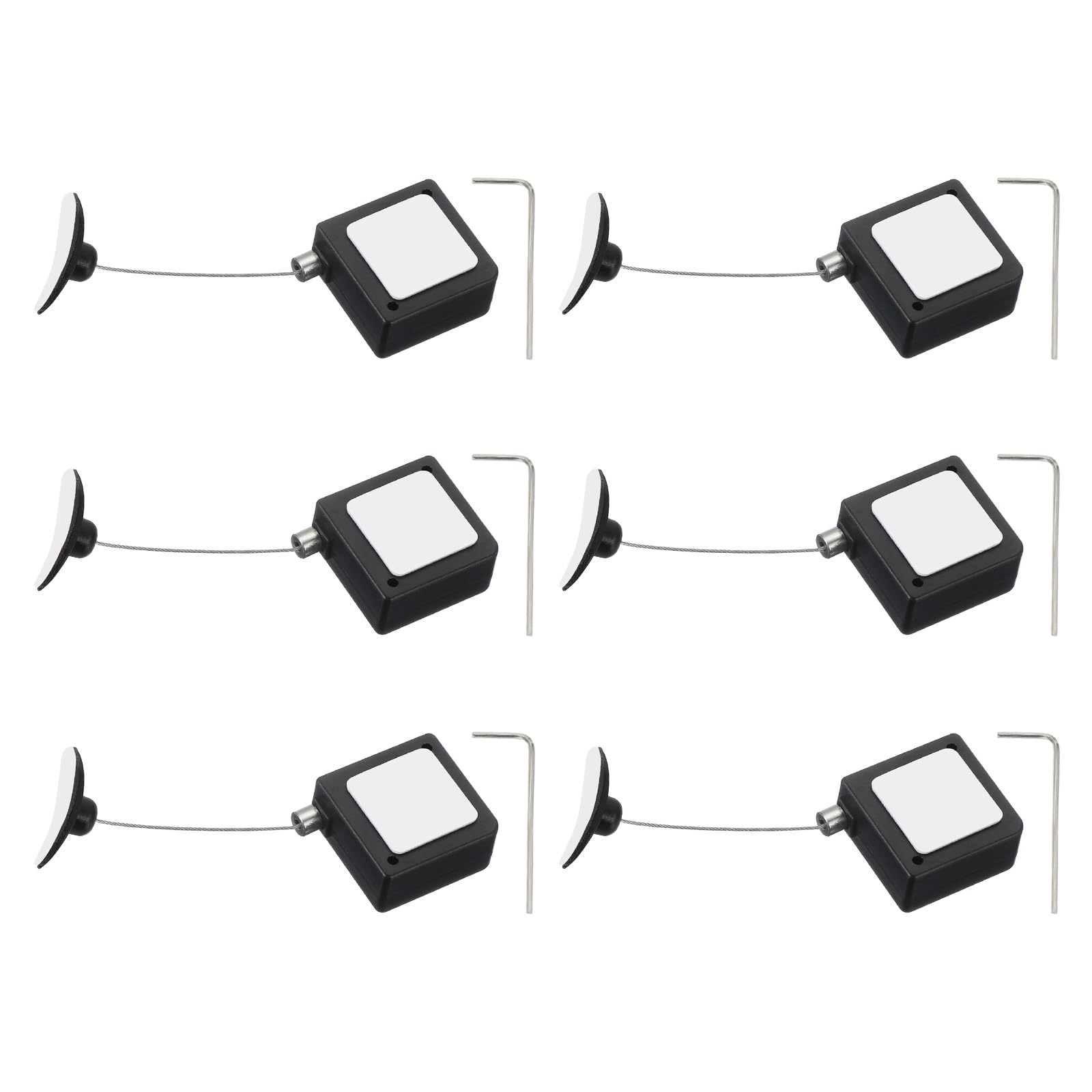 PATIKIL Retractable Remote Control Cable Tether (3.3ft / 1M, Black)(6 Pcs) Square Remote Control Security Lanyard Lock Adjustable Locking Leash with Plastic Cap, Suit for - TVs/Tablets