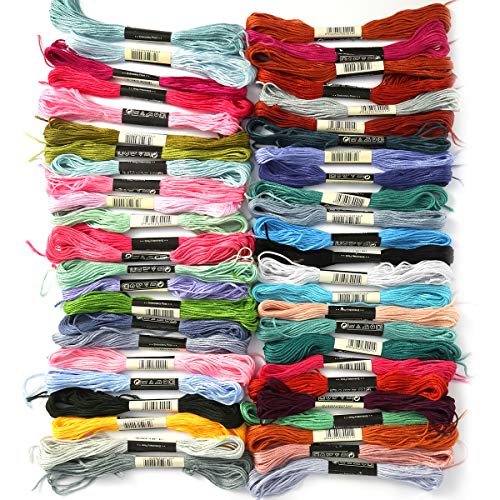 SANON Embroidery Thread Cross Stitch Cotton Threads 50 Skeins Polyester Embroidery Floss Darning Yarn for Friendship Bands, Cross Stitch, Accessories