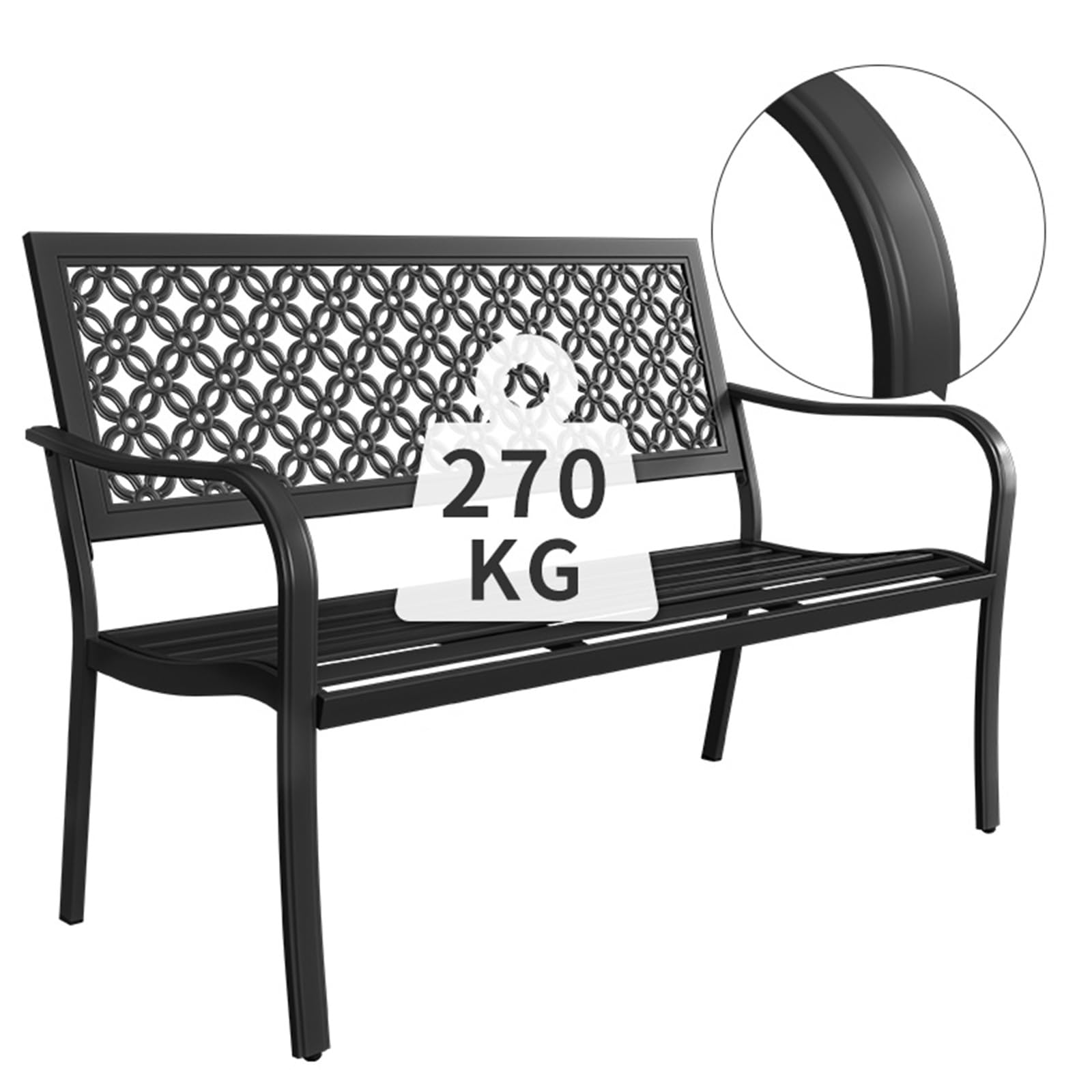 Panchina da Giardino de Metal para Exteriores, Banco para Exteriores, Asiento de Banco De Patio Tradicional con Respaldo Y Reposabrazos, Silla de Banco de Parque de Ocio Hueca(Green)