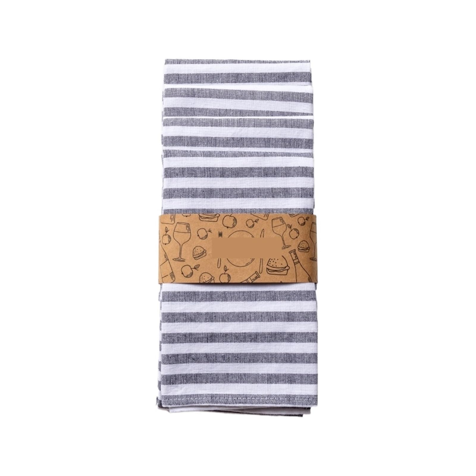 FGUJSUR Tea Towels 1/4pcs Cotton Tea Towels For Drying Dishes Extra Large 50x70cm/19.68x27.55Inch Striped Ultra Absorbe(Black,4PC 50x70CM)