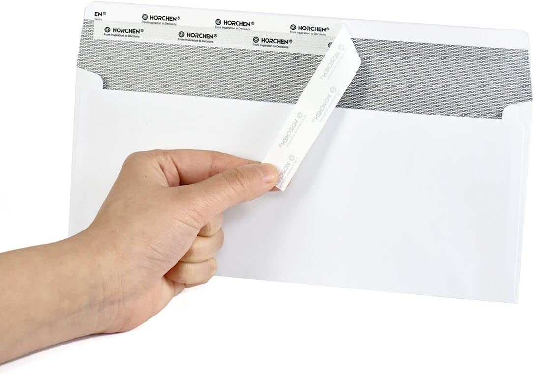 500 Count #10 Security Envelopes,Peel & Seal Windowless Business Envelopes,Security Tint Pattern for Mailing of Checks, Invoices, Documents - 4 1/8 x 9 1/2 Inch - White，Horchen