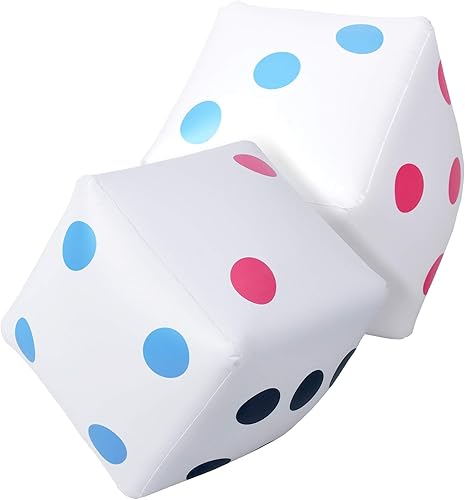 GoSports Paquete de 2 dados inflables gigantes de 2 pies, tamaño enorme con inflado rápido de válvula