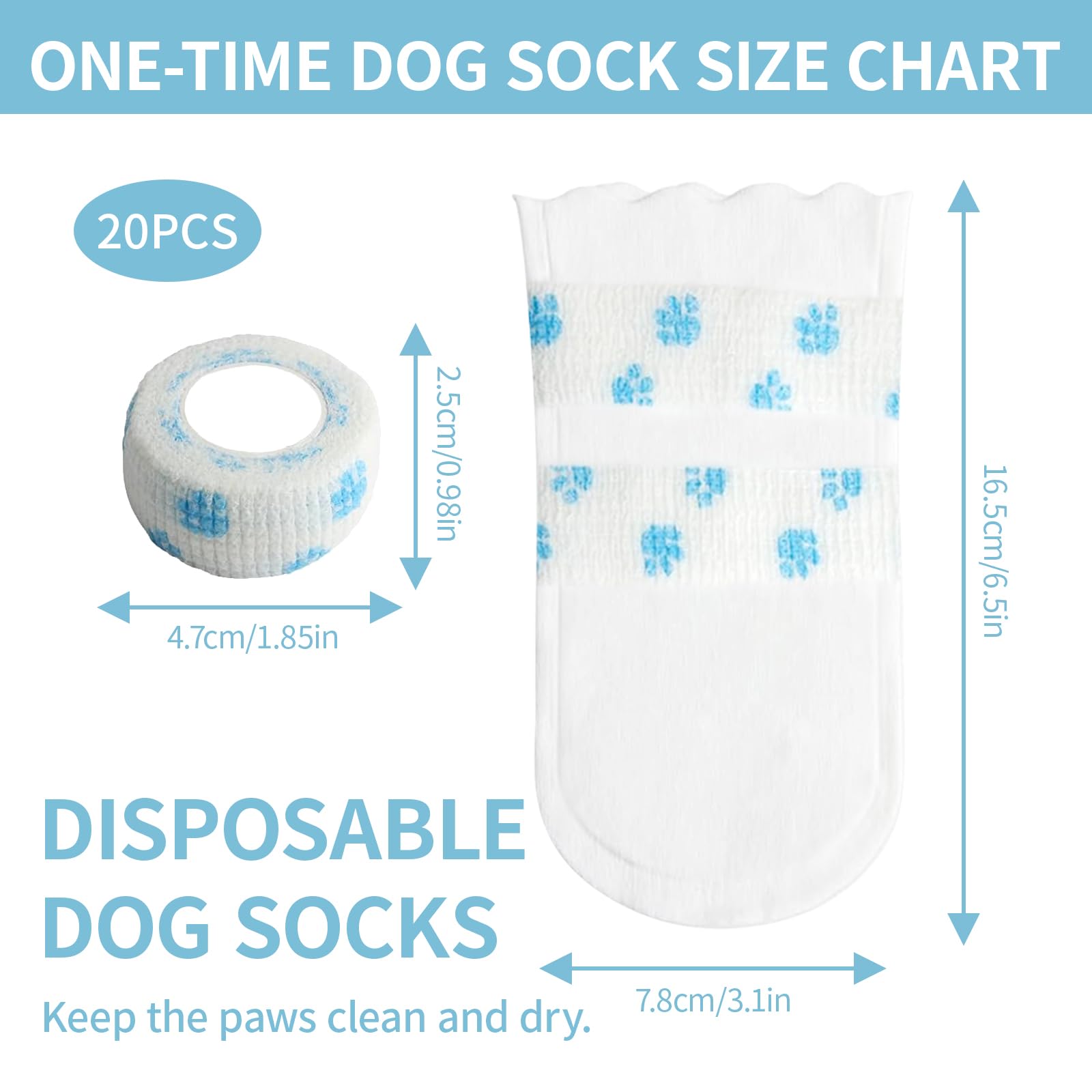 20 PCS Disposable Dog Socks: Waterproof Dog Boots for Protecting Injured Paws Licking Prevention - Image 2