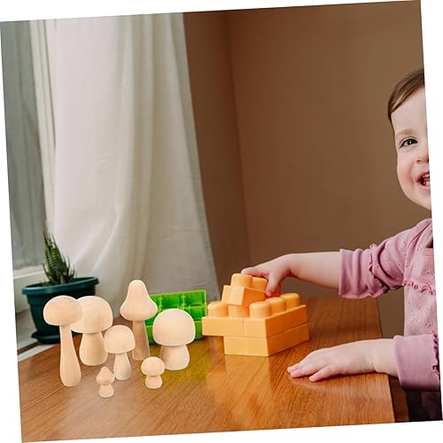 Miniatura 6 de EXCEART 42 Pcs White Mushroom Natural Unfinished Mushrooms Nativity Toys for Kids DIY Mushroom Crafts Christmas Peg Mushroom Head Pegs Gnome Peg