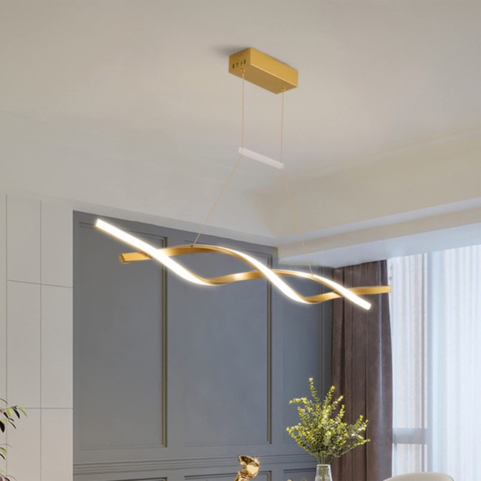 COCOL Pendelleuchte LED Dimmbar Mit Fernbedienung – Moderner 5-Ring-Kronleuchter, Höhenverstellbar