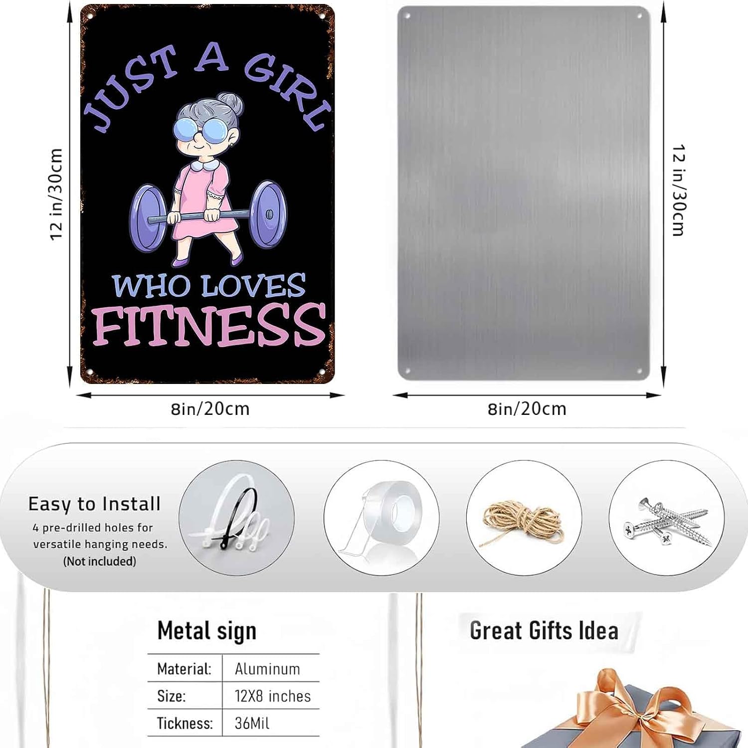 Just A Girl Who Loves Fitness Metal Sign 8 x 12 Inch image 3