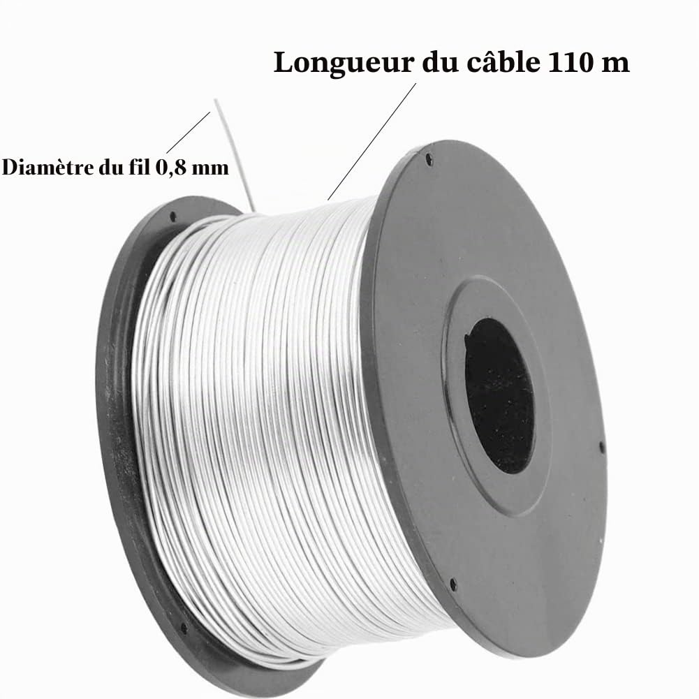 Fil de Lien de Renfort, 4Pcs 110M 0.8mm Fil d'acier, Bobine de Fils, Wire Câbles en acier, Fils D'attache De Barre D'armature, Pour Machine De Liage Automatique De Barres D'armature