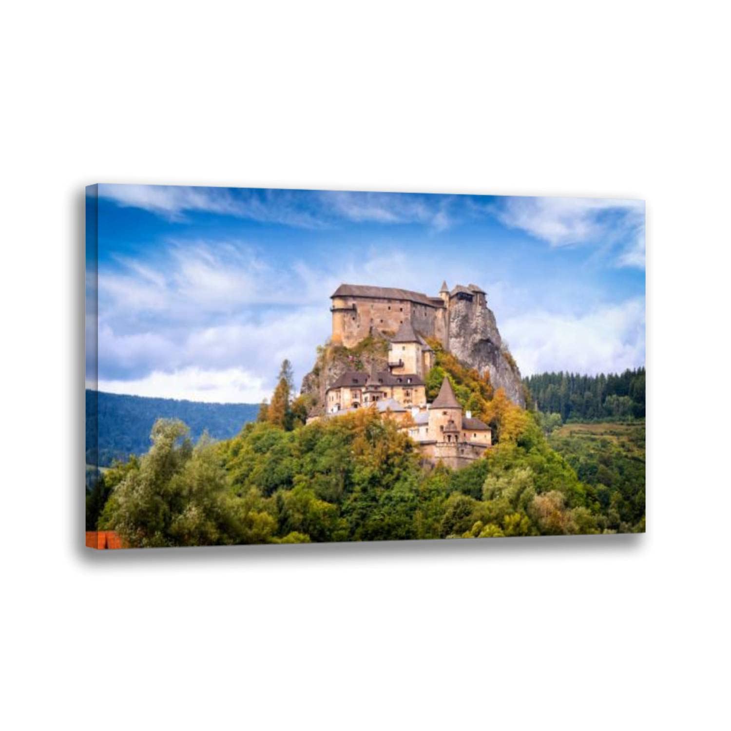 Wall Art Stretched and Framed Canvas Paintings Pictures Prints Artwork Orava Castle Slovakia Ready to Hang for Home Decorations Office Wall Décor