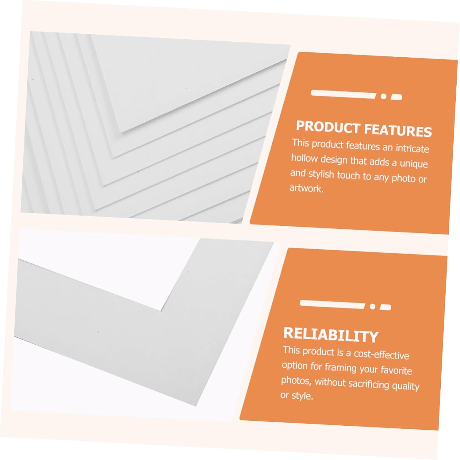 Zerodeko 10pcs White Cardboard Matting for Picture Frames Smooth Texture and Accurate Fit for Photos Craft Mat Board for Artwork and Prints Bright White Design