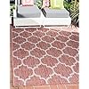 Unique Loom Outdoor Trellis Collection Area Rug 7 1 x 10 Rectangle Rust Red Ivory