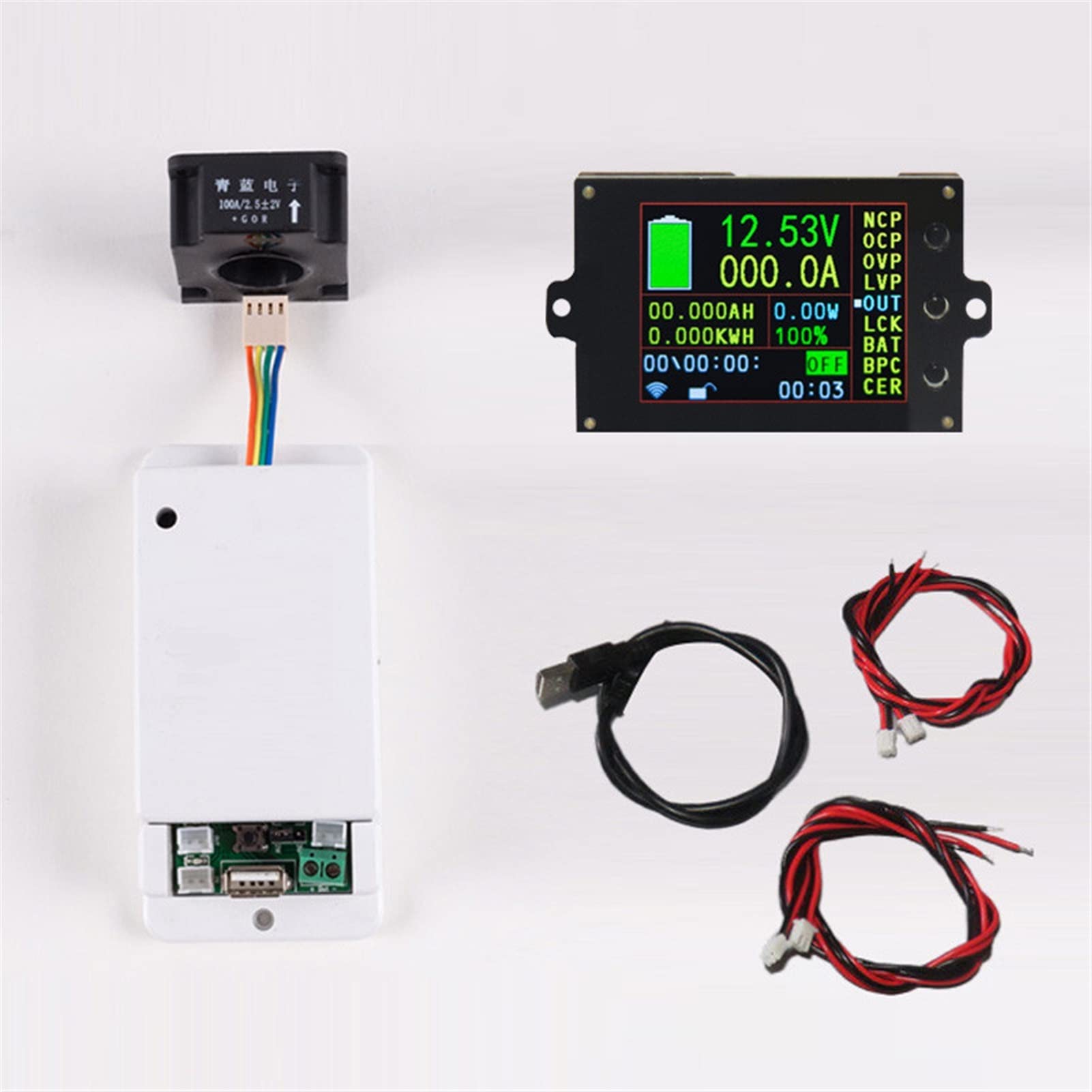Probador de Batería, 50 0v 100a 200a 500a Medidor de voltaje inalámbrico AMMETER Solar Batería de carga COULÓMETRO CAULÓMETRO Detector de potencia probador(DC500V100A)