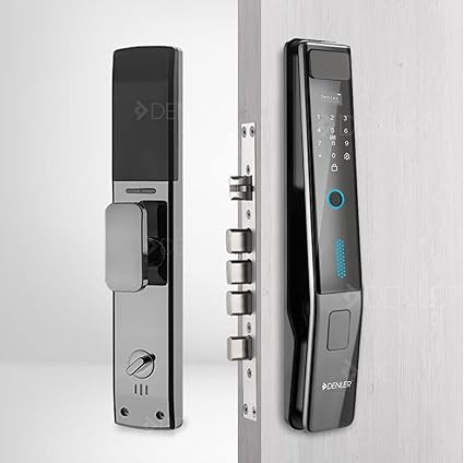 Denler DL02C Chrome Smart Door Lock Digital Door Lock | Wi-Fi Remote Unlock Using App Android & iPhone | Fingerprint Lock, RFID Card, PIN, Manual Key | 3 Years Onsite Warranty