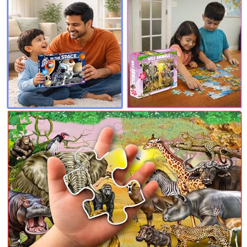 Image of Castle Jigsaw Puzzles for Kids and Childrens - Realistic Illustration Challenging Brain Booster Gifts, Fun and Creative Fun Game - Ages 5+ (500 Pcs) (Space + Animal)
