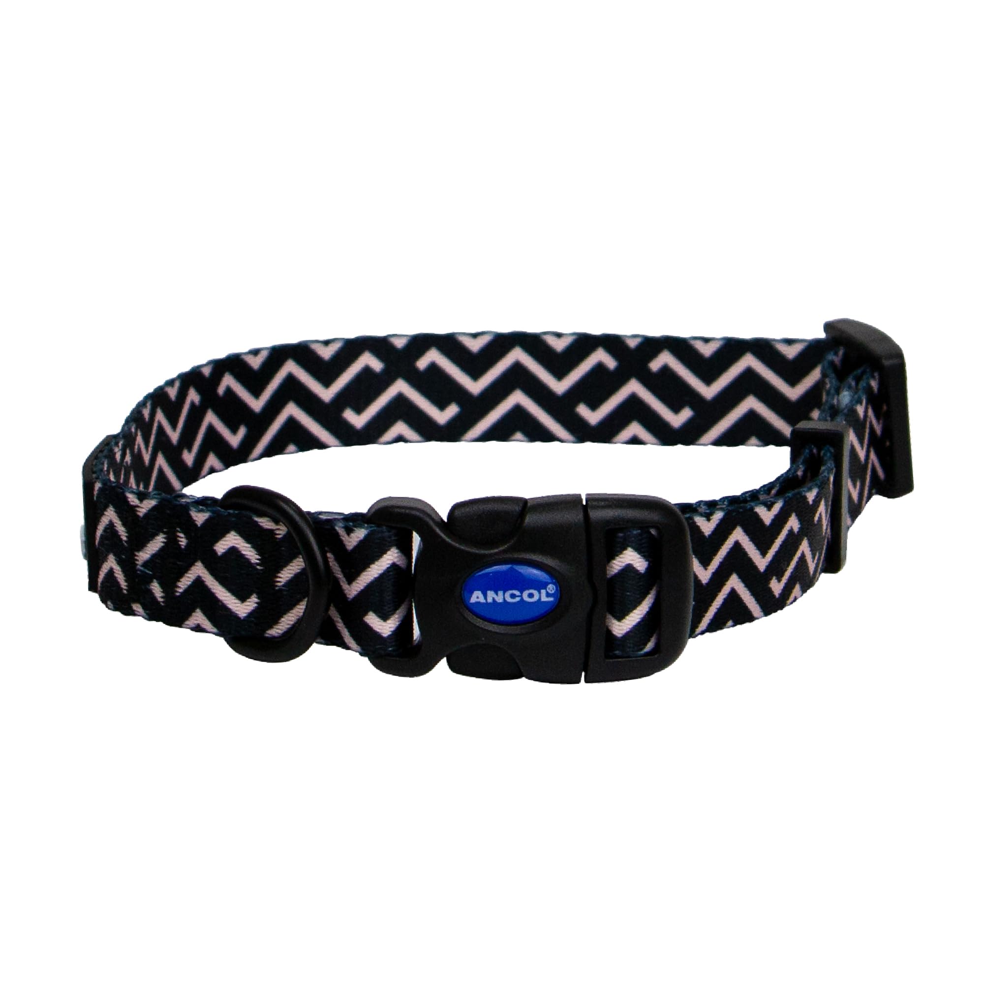 Ancol Zigzag Patterned Dog Collar - Black - 20-30cm Neck