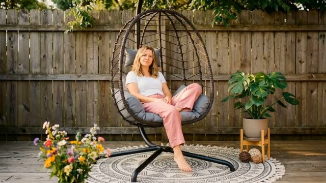 Amazon.com: LEX CRAFT Hanging Egg Chair with Stand, Swinging Egg