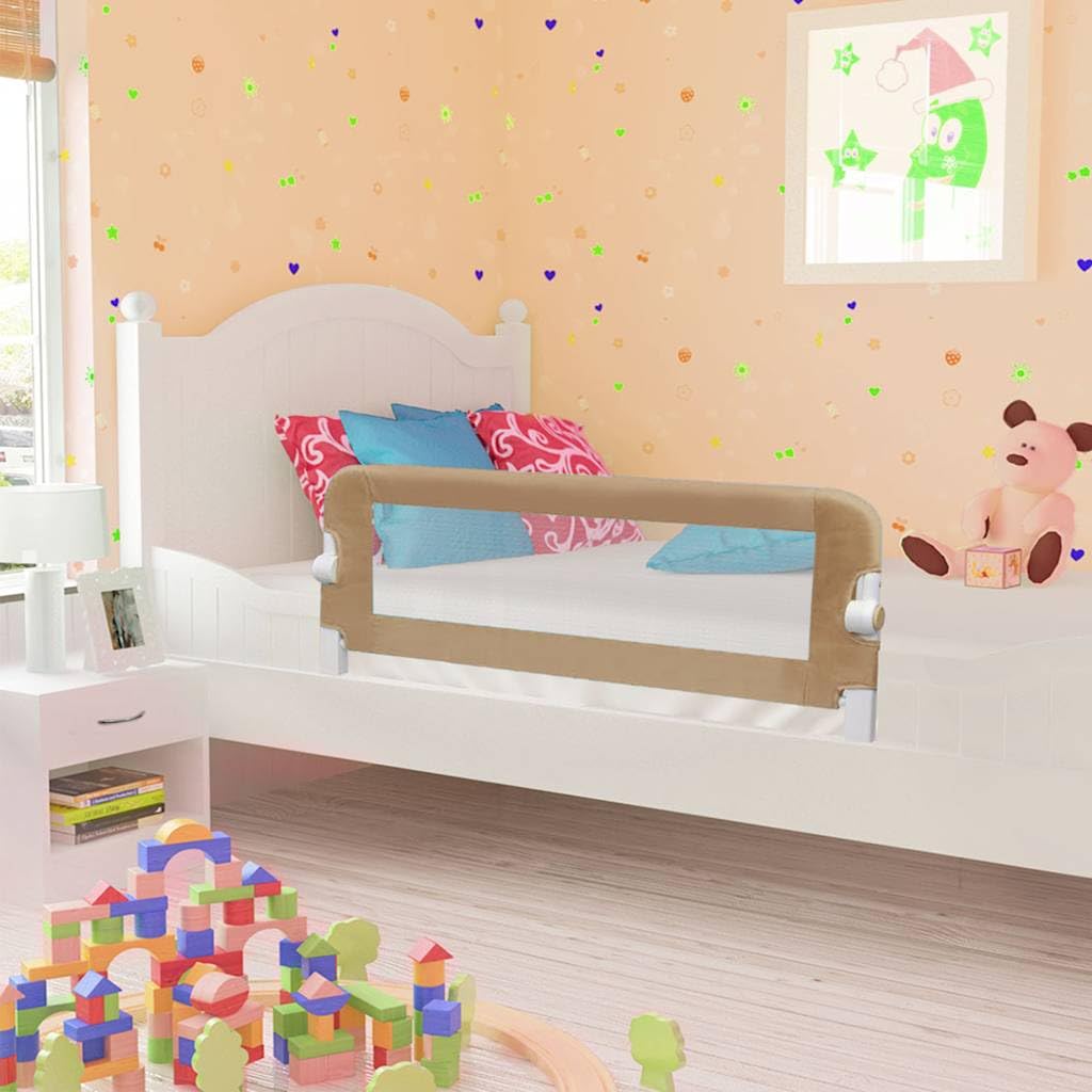 Kleinkind-Bettschutzgitter Taupe klappbar 102x42 cm aus Polyester, höhenverstellbar mit atmungsaktivem Netzgewebe für Kinderbett und Elternbett, ideal als Rausfallschutz und Absturzsicherung