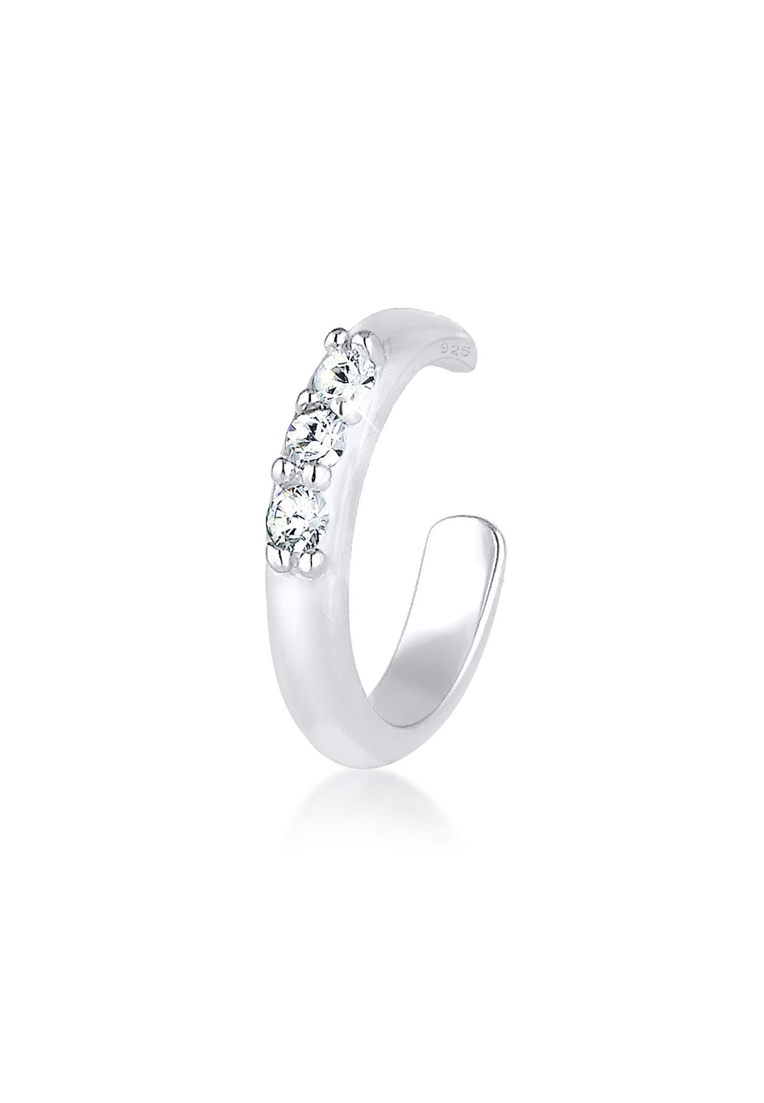 Elli Women's Single Ear Cuff Earrings with Crystals in 925 Sterling Silver, one size, Precious Metal, Crystal