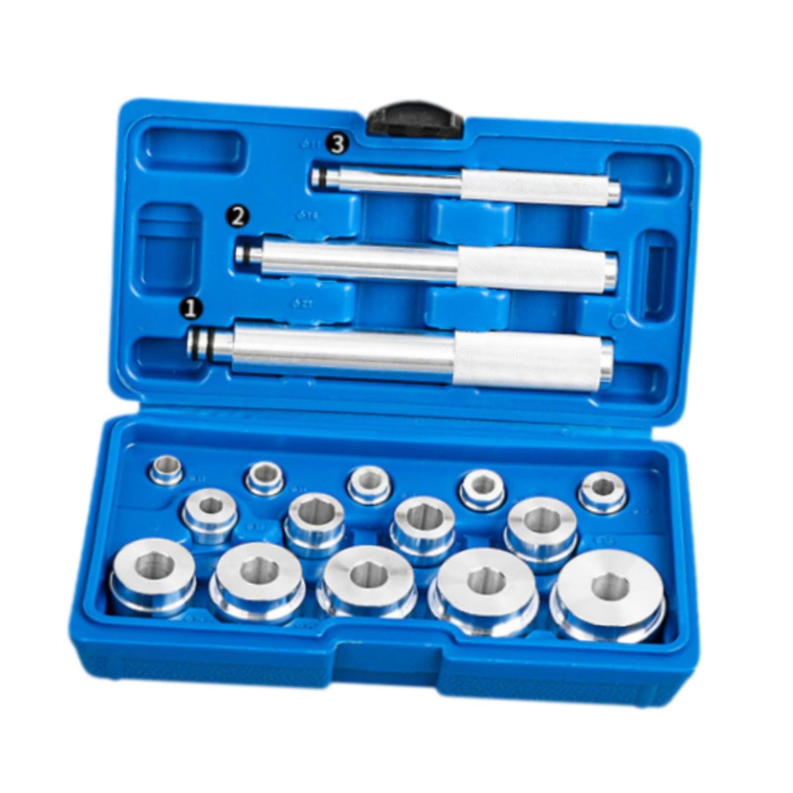 Ailan Kit pressa per Cuscinetti Versatile con Accessorio in Scatola di immagazzinaggio Blu Set di Driver per Installazione Piste e guarnizioni per Cuscinetti da 17 Pezzi per Un Lavoro efficiente Set