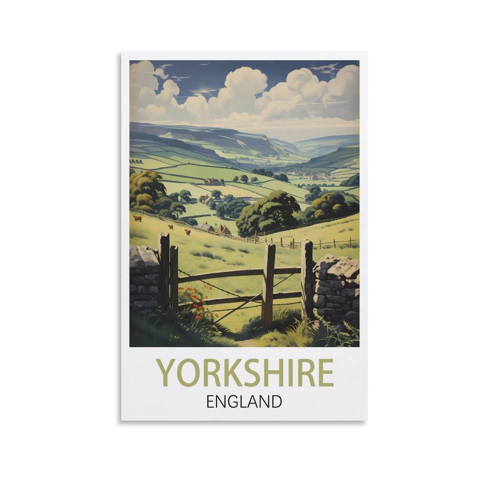 LCYUAOPP Yorkshire England Vintage Travel Posters 08x12inch(20x30cm) Canvas Art Poster And Wall Art Picture Print Modern Family Bedroom Decor Posters