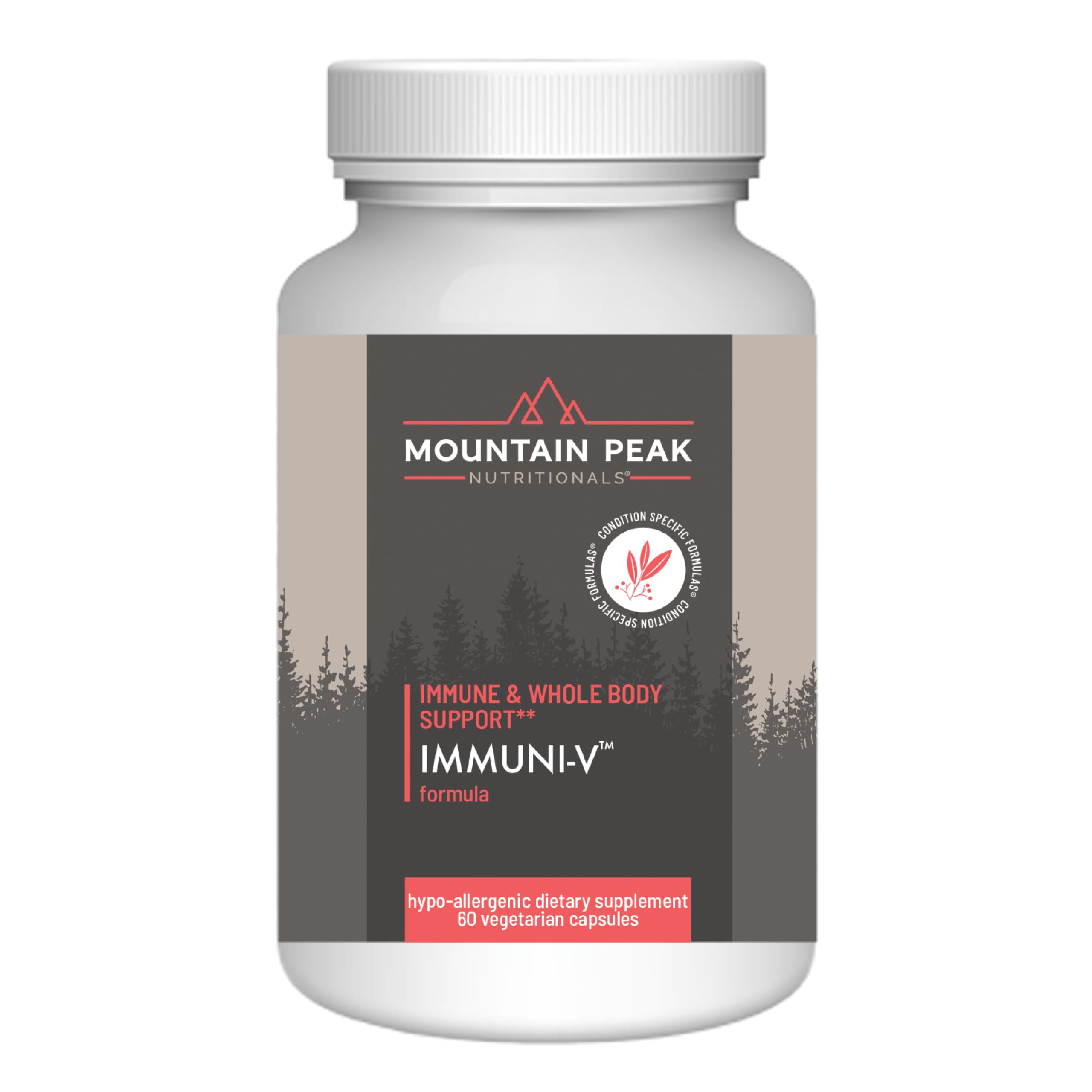 Mountain Peak Nutritionals Immuni-V - Immune System & Whole Body Support Supplement - Natural Antioxidant Booster with Humic Acid, Olive Extract, & Elderberry (60 Vegetarian Capsules)