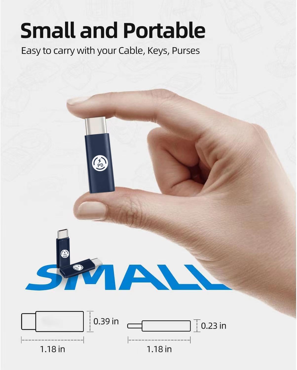 2Pack Lightning to USB C Adapter for iPhone15,PD Fast Charging Compatible with iPhone 15 Series/MacBook/Laptop/iPad/Samsung and More Type C Devices,Support Data Transmission,Compact & Portable -Blue