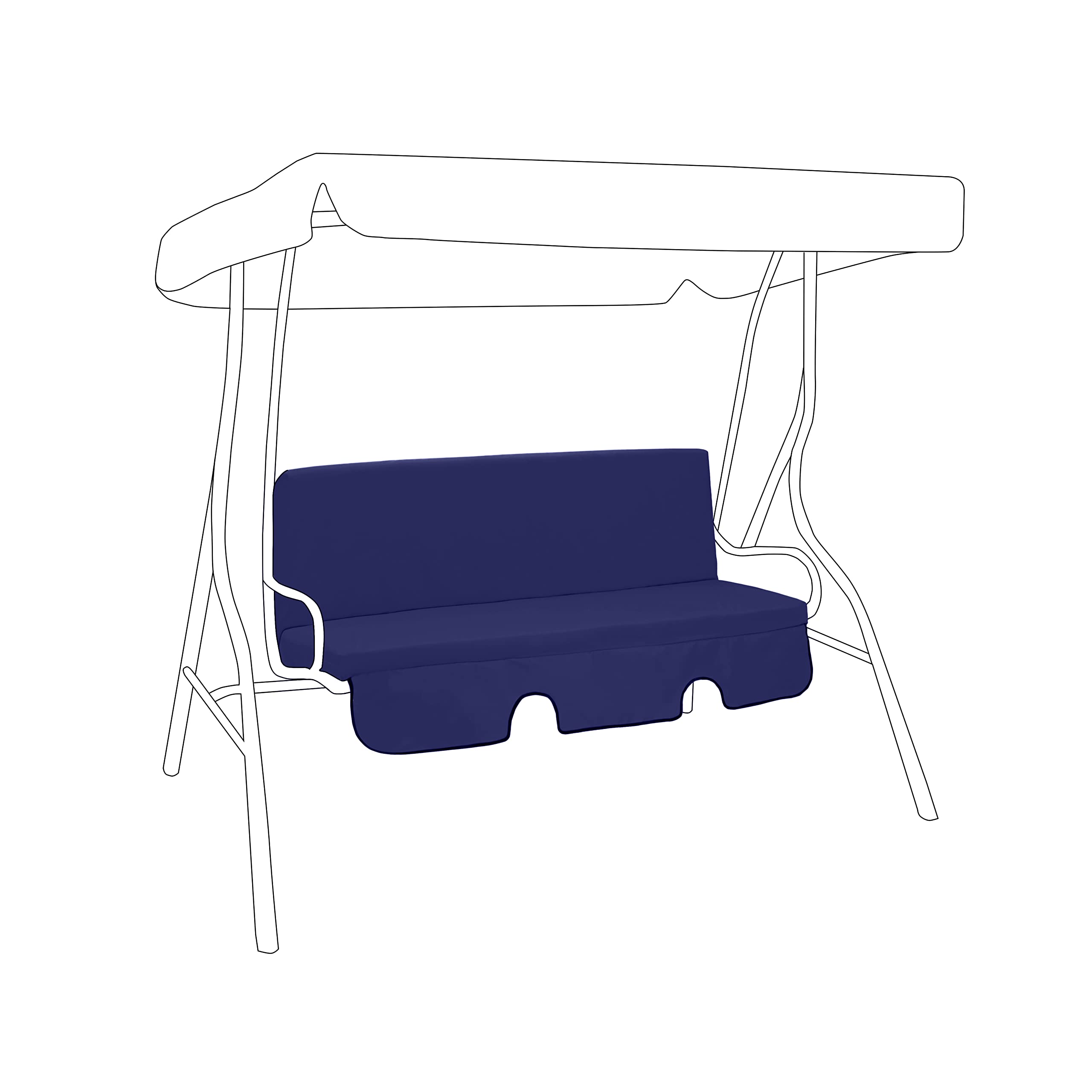 Gardenista Garden Swing 3 Seater Hammock Bench Cushion | Canopy Outdoor Patio Furniture Replacement Cushion Seat Pad | Water Resistant Seat and Back Cushion | Soft Comfy and Durable (Navy Blue)