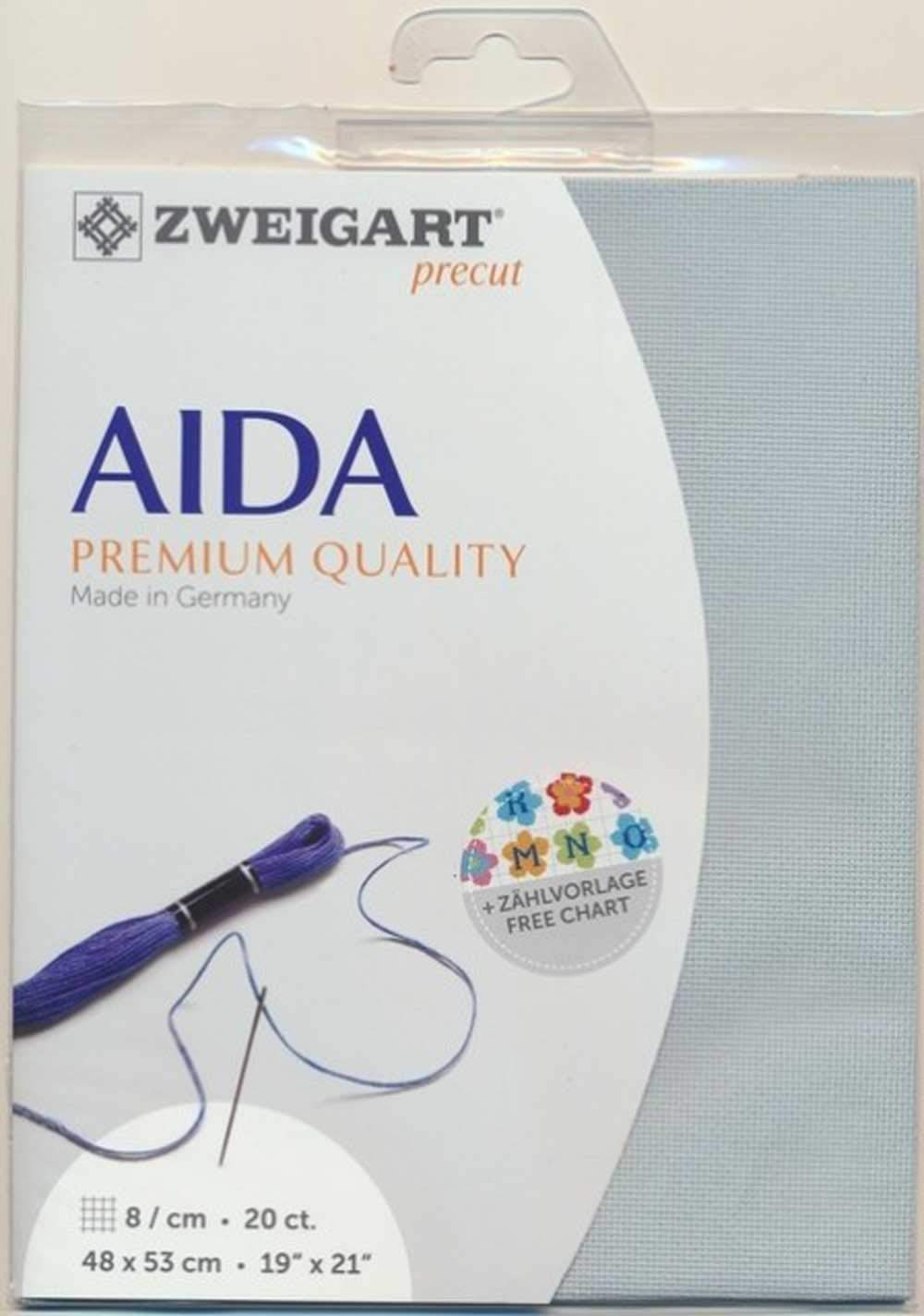Aida Smokey Blue 20 Count Zweigart Cross Stitch Fabric 50 X 55Cm
