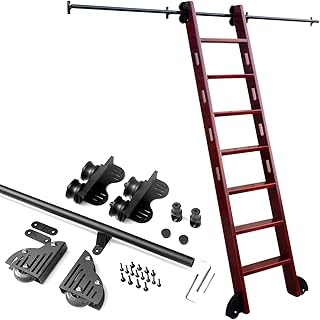 Infällbar glidande stege Flytande spårsats 3,3 fot-20 fot rullande stege Hårdvara bibliotek glidande stege kit (Ingen stege) Rund spår/skena Runda rör Mobil stege spår (Storlek: 6,6 fot/200